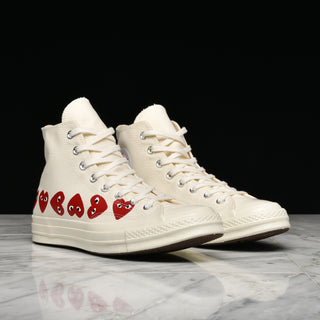 CDG PLAY X CONVERSE MULTI HEART CHUCK 70 HI - WHITE