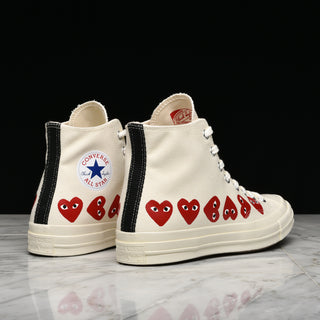 CDG PLAY X CONVERSE MULTI HEART CHUCK 70 HI - WHITE