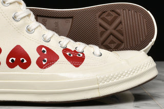 CDG PLAY X CONVERSE MULTI HEART CHUCK 70 HI - WHITE