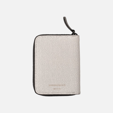 CRACKED LEATHER ZIP COIN CASE - WHITE