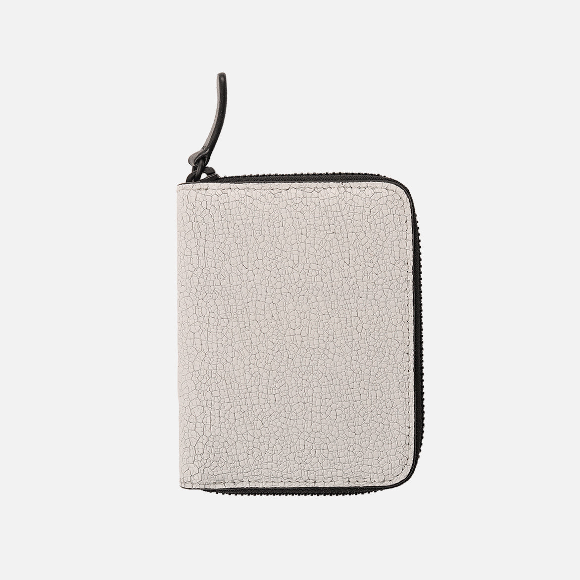 CRACKED LEATHER ZIP COIN CASE - WHITE
