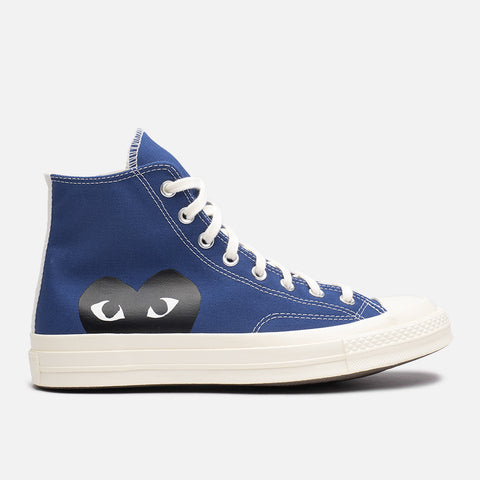 CDG PLAY X CONVERSE CHUCK 70 HIGH "BLACK HEART" - BLUE QUARTZ