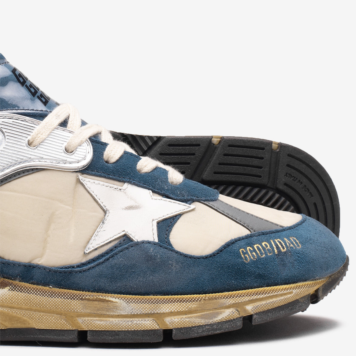 RUNNING DAD NYLON AND SUEDE - BEIGE / BLUE / WHITE / SILVER