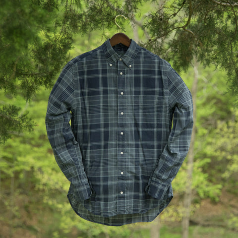 VINTAGE PLAID BUTTON DOWN - BLUE