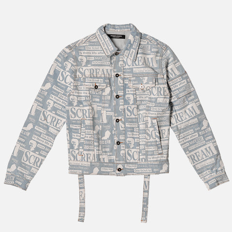 COLLAGE TRUCKER JACKET - BLUE