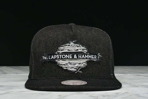 LAPSTONE & HAMMER x MITCHELL & NESS "BLACK DESTRUCTED DENIM" - LAPSTONE & HAMMER