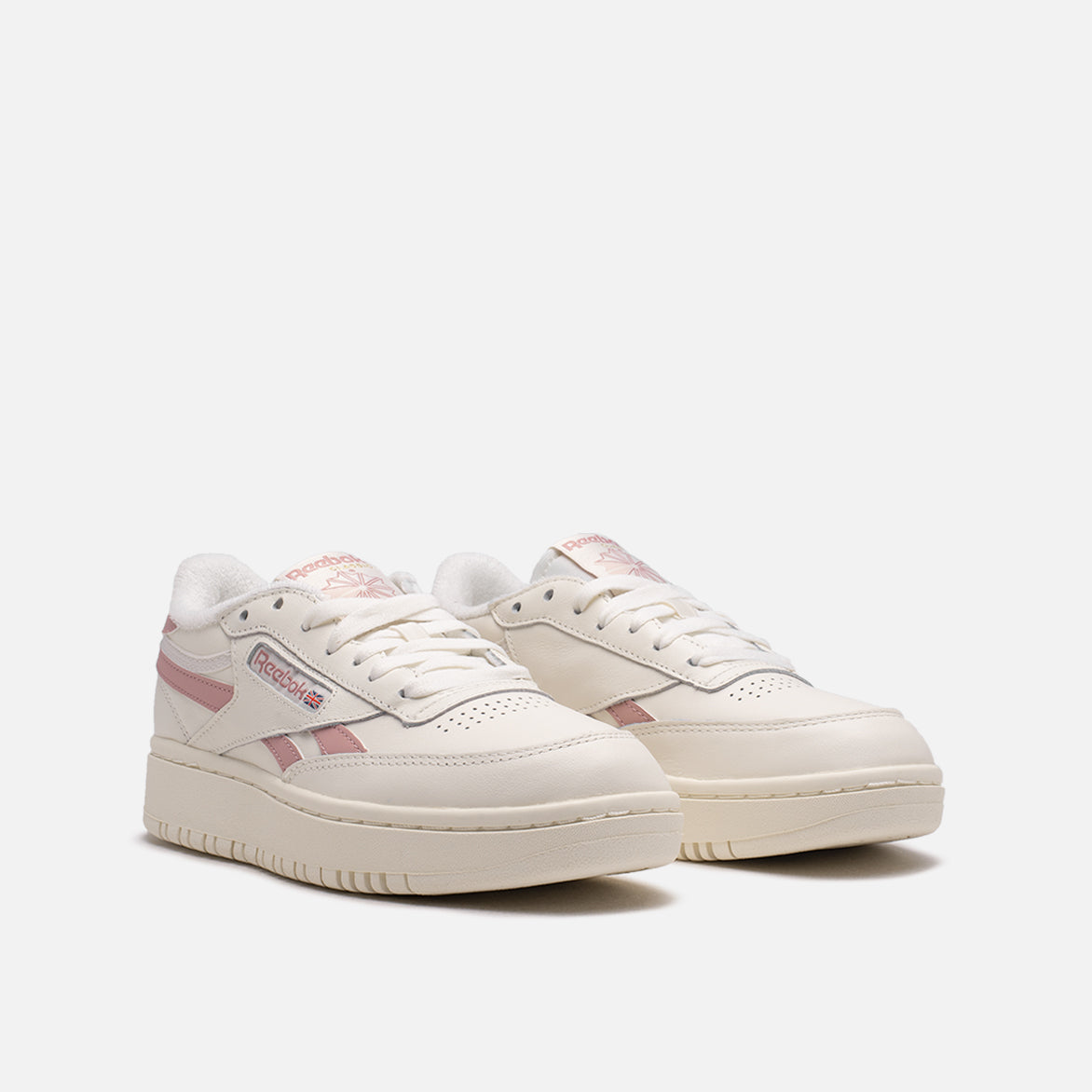 Reebok Club C Double Revenge Sneakers in White with Pink Detail