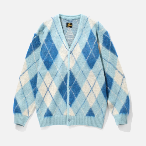 MOHAIR CARDIGAN ARGYLE - LT. BLUE