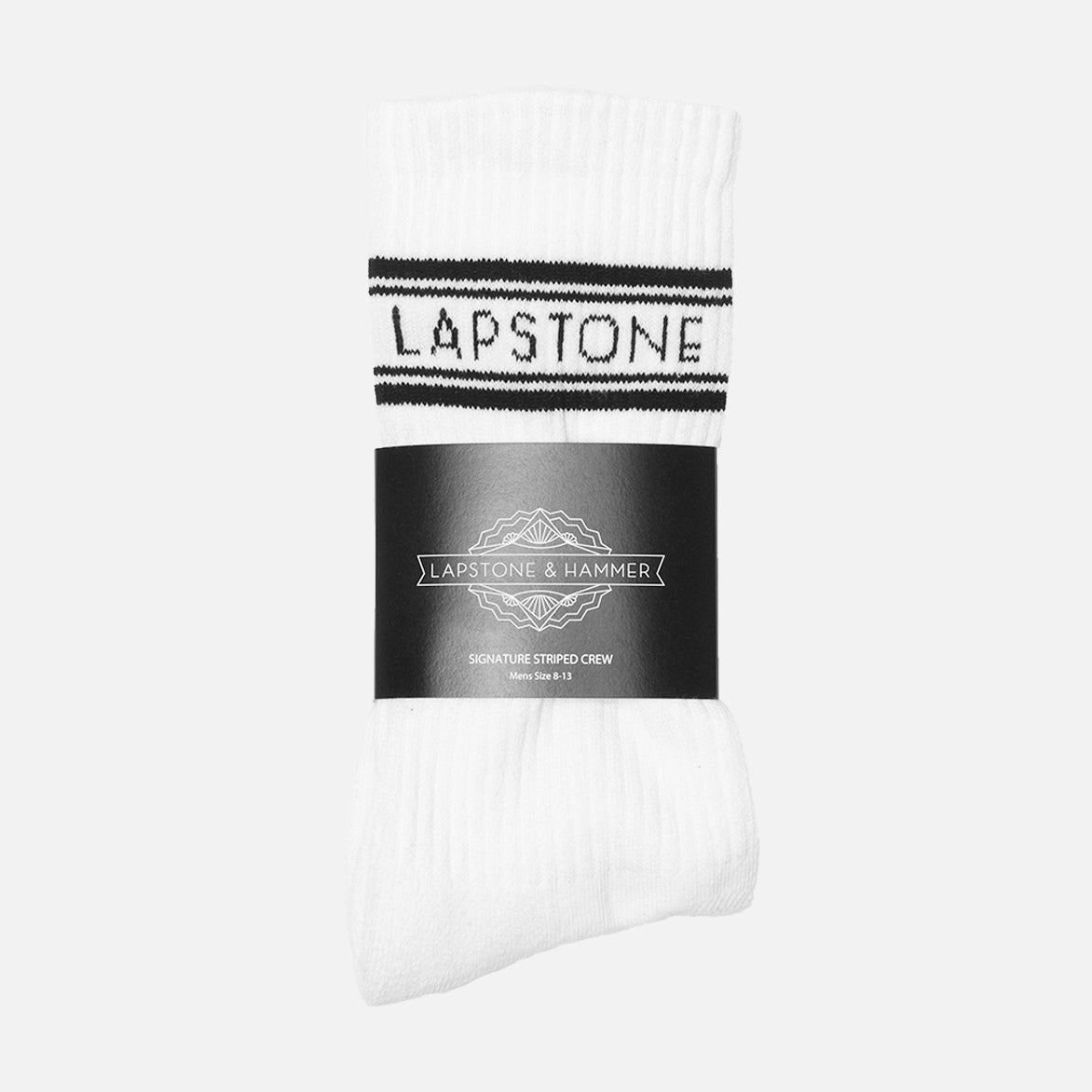 STRIPED CREW SOCK - WHITE / BLACK