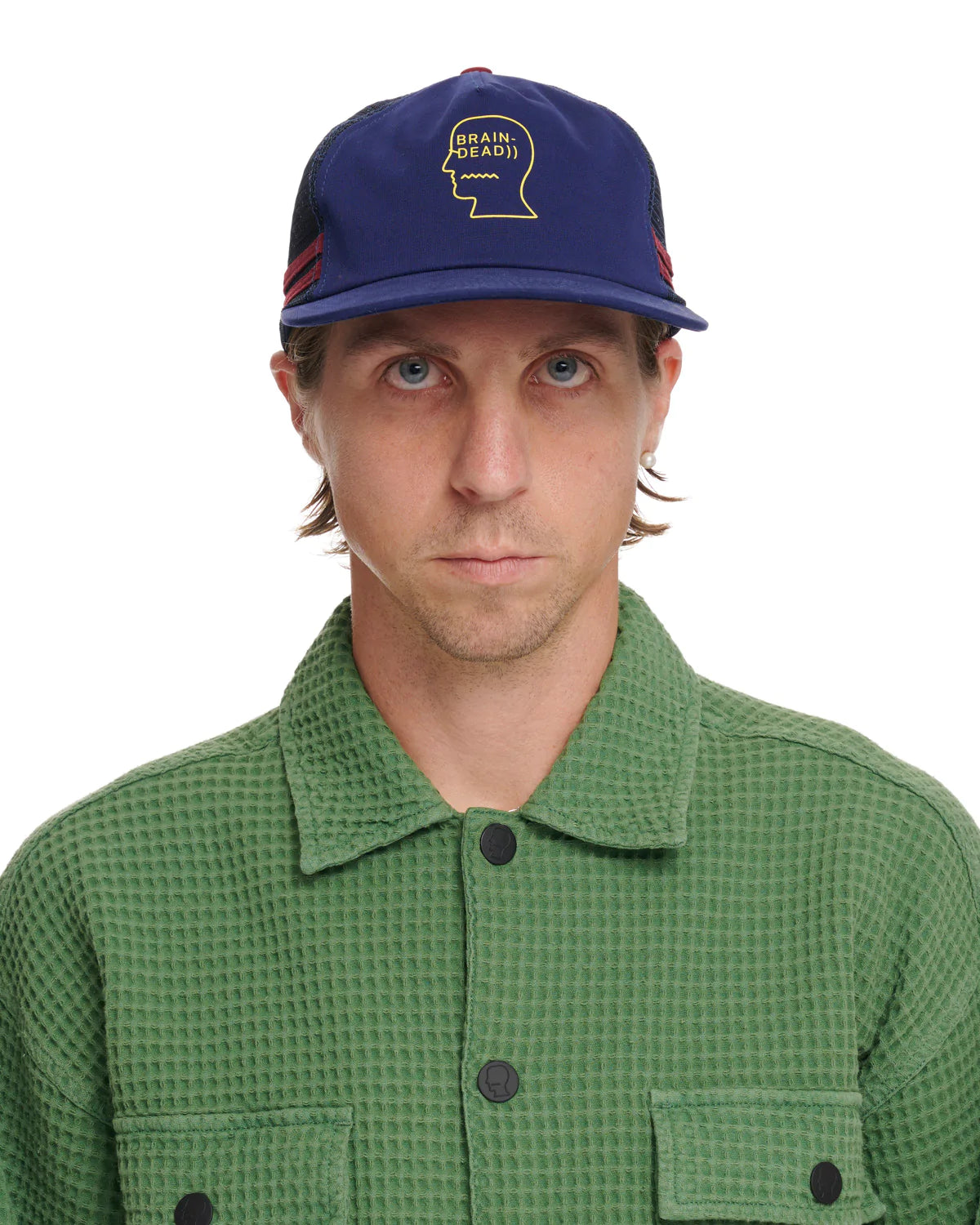 LOGOHEAD 5 PANEL TRUCKER CAP - NAVY