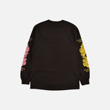 YELLOW PINK ROSES L/S TEE - BLACK
