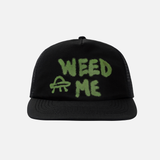 WEED ME 6 PANEL TRUCKER HAT - BLACK