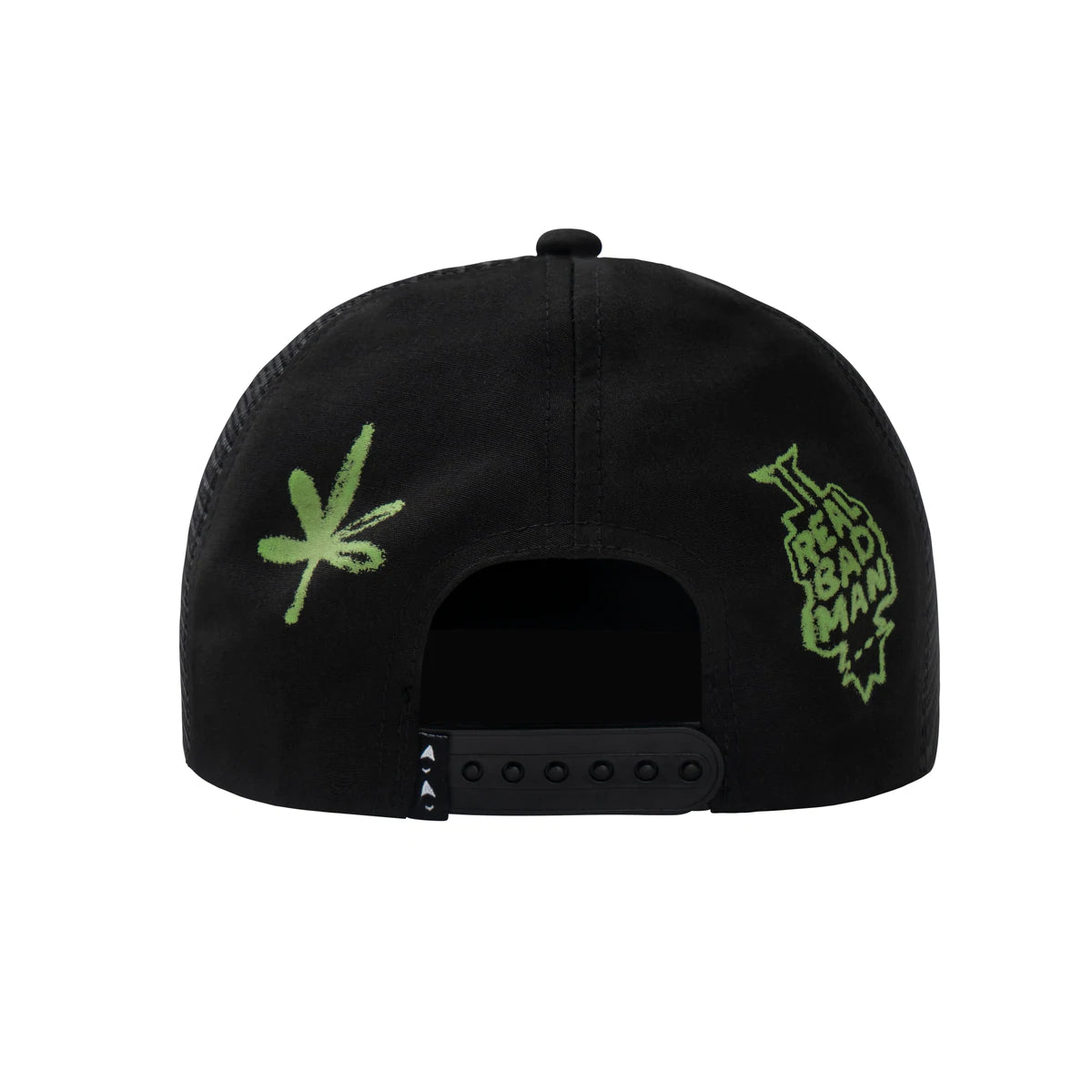 WEED ME 6 PANEL TRUCKER HAT - BLACK