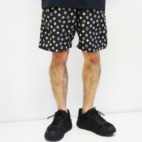 SWIM SHORT NYLON TUSSORE/PRINT - BLACK