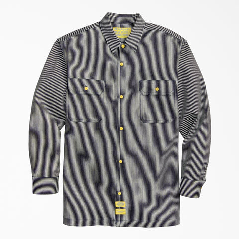 NYS X DICKIES 'SUN-DYED IN TEXAS' TWILL L/S WORK SHIRT - DARK NAVY / WHITE