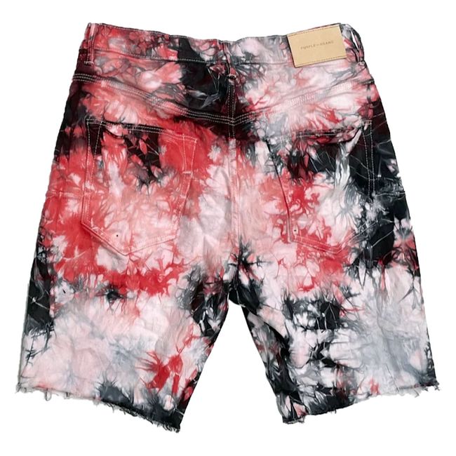 P020 MID RISE SHORT - RED BLACK TIEDYE JACQUARD MONOGRAM