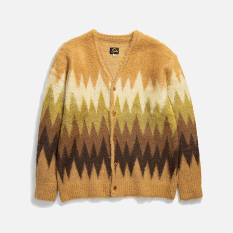 NEEDLES MOHAIR CARDIGAN ZIGZAG - TAUPE